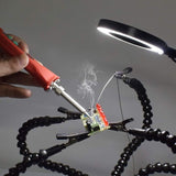 Helping Hands Soldering Third Hand PCB Holder with 5 Flexible Arms and 3 Adjustable Light Settings V1237-ZY-528-020