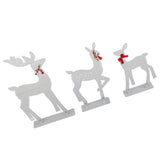 3pcs Lighted Christmasation Deer Home Warm White Light Iron LED Reindeer Family Set Tabletop V1294-YM0710-3115230130012