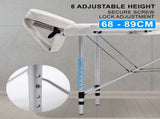Aluminium Portable Beauty Massage Table Bed 2 Fold 55cm White V274-MT-ALU55-WH