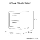 Bedside Table 2 drawers Night Stand Upholstery Fabric Storage in Light Grey Colour V43-BST-MEGALG