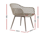 Gardeon 4PC Outdoor Dining Chairs PP Lounge Chair Patio Furniture Garden Coffee ODF-CHAIR-PP130-CO-4X