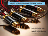 Auidophile 2RCA Male to 2RCA Male Stereo Audio Cable,Gold Plated 4N Oxgen-Free Copper Core V1259-DP01-A-2863