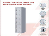 6-Door Locker for Office Gym Shed School Home Storage V63-832711