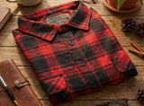 Mens Flannelette Long Sleeve Shirt 100% Cotton Authentic Flannel - Half Placket - Red V563-FS-HP20-90-7XL