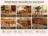 Versatile Solid Wood Small Stool and Mini Side Table with Rounded Square Top and Cylindrical Legs V1341-ZY-CDAYK5YM-M-NATURAL