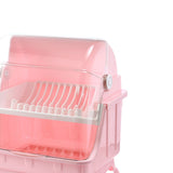 Cutlery Dish Drainer Rack with Lid Cover Multifunctional Kitchen Tableware Storage Box Pink V1294-YM0716-3118220101513