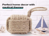 Rope Knot Door Stops Decorative Nautical Door Stopper Handmade with Handle, Jute Weighted Interior V1370-AZ4-01400