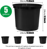 5 Gallon 12 Inch Plastic Nursery Pots, Plant Containers with Drainage Holes, Round Sturdy Garden V1258-DP02-C-1473