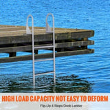 Dock Ladder, Flip-Up 4 Steps, 159 kg Load Capacity, Aluminum Alloy Pontoon Boat Ladder with 50.8 mm V952-MTZTSFSJFHXJDNMHPV0