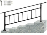 Iron Handrail Stair Railing Hand Rail Kit 1-4 Steps Outdoor Black w/ Bars V952-TZFGZXSLZFSD4JWFNV0