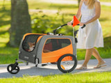 Dog Bike Trailer, Supports up to 30 kg, 2-in-1 Pet Stroller Cart Bicycle Carrier, Easy Folding Cart V952-TCTCLYSCWZXCMJR9ZV0