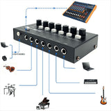 6 Channel Ultra Low Noise Stereo Line Mixer Mini Professional Sound Mixer Power Supply DC5V Easy V1366-AZ2-W-16351