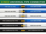 4-Inch Black PVC 6-Way Connector Leak-Proof & Smooth Drainage, Ideal for Sump Pump Discharge & V1369-AZ3-W-12014
