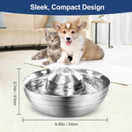 YES4PETS 2L Automatic Electric Pet Water Fountain Dog Cat Stainless Steel Feeder Bowl Dispenser V278-PWS-102