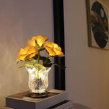 Rose Table Lamp with Glass Vase Battery Operated LED Artificial Flower Lamp for Bedroom Romantic V1366-AZ2-W-12683