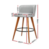 Artiss 4x Bar Stools Linen Padded Wooden Grey BA-TW-8126-LI-GYX4