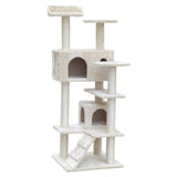 i.Pet Cat Tree 134cm Tower Scratching Post Scratcher Wood Condo House Bed Beige PET-CAT-801F-BE