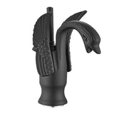 Swan-Shaped Bathroom Faucet Single-Handle Single-Hole Sink Faucet, Deck-Mounted, Short Model, V1107-113-02604-BLK-19CM