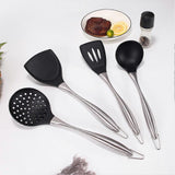 Reusable Kitchen Utensil Set - Non-Stick, Black, Stainless Steel & Silicone V1263-JX-6067