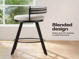 Artiss Bar Stools Set of 2 Swivel Kitchen Chair Metal Counter Beige Leather BA-TW-W0098-BGX2
