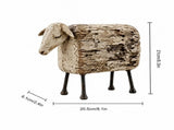 Rustic Sheep Decorative Figurine, Antique Wood-Grain Resin Sheep Sculpture with Metal Legs, V1366-AZ2-W-24900