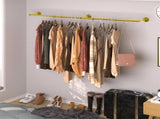 Vintage Gold Wall-Mounted Clothes Rack Strong Metal Garment Hanging Rail V767-JJ-ZZ183-GLD