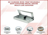 5x Humane Reusable Mice Trap Safe Live Catch Metal Mouse Catcher V63-836501