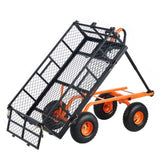 Dump Cart, Metal Garden Dump Cart with Easy to Assemble Frame, Dump Wagon with 2-in-1 Convertible V952-JSZXTC880LBSPVWN9V0