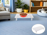 White Adjustable Pet Feeding Stand Table with Universal Fit for Cats and Small Pets V1366-AZ2-W-17467