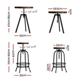 Artiss Bar Table Stools Set Dining Desk Industrial Kitchen Chairs Cafe Pub BA-TAB-CHR-SET-V17