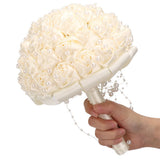 Delicate Bridal Buequet Crystal Artificial Pearl Holding Flowers Wedding Decor V1294-YM0901-3115200012011