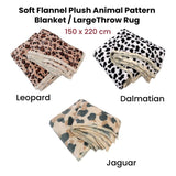 Animal Skin Pattern Soft Flannel Plush Single Size Blanket / Large Throw Rug 150 x 200cm Jaguar V442-STT-BLANKET-ANIMALJAGUAR-TAUPE-SB