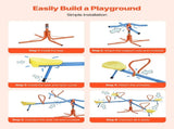Kids Seesaw, 49.9 kg Load Capacity per Seat, Sit and Spin Teeter Totter with 4-prong Support Legs, V952-YGDZDQQBJS4R94AI7001V0