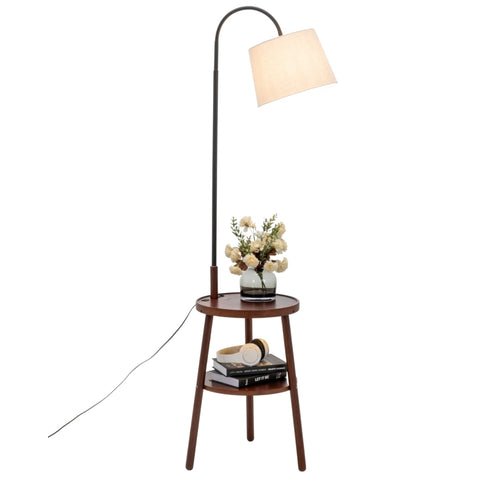 Naples Tripod Floor Lamp Shelf Storage Drawer Bed Side Table Light w/ USB Charger V563-75177