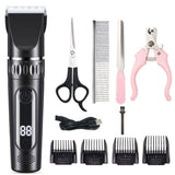 Electric Dog Cat Grooming Kit Cordless Pet Hair Shaver Scissors Clippers Trimmer White V1263-JX-6931