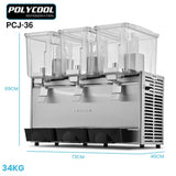 POLYCOOL 36L Commercial Triple Tank Refrigerated Juice Dispenser, Quality Donper Compressor, V219-JUICOMPY36LA