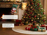 White Knitted Christmas Tree Skirt & Santa Stocking Combo Set Festive Holiday Home Decor Reusable V888-ELOSUNG54467