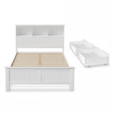 Artiss Bed Frame Double Size Wooden with 3 Shelves Bed Head White WBED-G-S1-D-DRAW