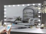 White Bluetooth Hollywood Mirror Rectangle Vanity Wall Light V178-66827