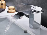Waterfall Faucet for Bathroom Sink, Brass, Basin Mixer Tap for Hot and Cold Water, Single Handle V1366-AZ2-W-06228