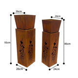 Set 2 Nested Square Pillar Rust 'Hearts' Panters 93cm, 86cm V637-48103PLN