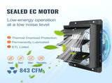 Shutter Exhaust Fan, 254mm / 10inch with Temperature Humidity Controller, EC-motor, 843 CFM, V952-BYCSPQSDJEC10VE89V3
