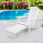 Gardeon Sun Lounge Outdoor Chairs Wooden Foldable Patio Furniture Adirondack White FF-BEACH-NTLCHOTTO-WH