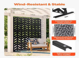 Metal Privacy Screen, 47" W x 72" H, Outdoor Privacy Screens 5-Panel, Freestanding Outdoor Divider V952-DLSHWYSPMJS7IMXJNV0