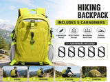 Fluorescent Green Hiking Backpack with 5 Carabiners Included Lightweight Waterproof Outdoor V888-ELOSUNG54673