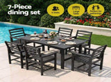 Gardeon 7 Piece Outdoor Dining Set Patio HDPE Table and Chairs Garden Furniture FF-DINING-7HDPE-BK-AB