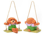 Swing Animal Hanging Teddy Dog Cartoon Garden Decoration Pendant Style Resin Statue CraftsBrown V1294-YM0901-3111210157611