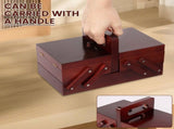 Threns Wood Sewing Basket with Handle Expandable Sewing Without Contents Multifunctional Craft V1366-AZ2-W-19354