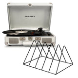 Crosley Cruiser Bluetooth Portable Turntable - White Sands Gadhouse Vinyl Rack Bundle - Black V398-CR8005FVR-WS4