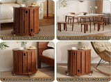 Stackable Wooden Stools Set of 4,Bar Stools Dining Chair with Movable Base,Nesting Side Tables V1337-NO-49UV-AIZP